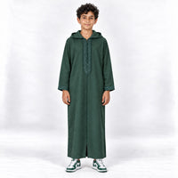 Soft Jellaba for Youth - Full Green - 12 years - front