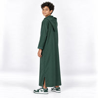 Soft Jellaba for Youth - Full Green - 12 years - side-hood