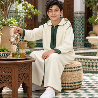 Kids Soft Jellaba - White and Green - Lifestyle