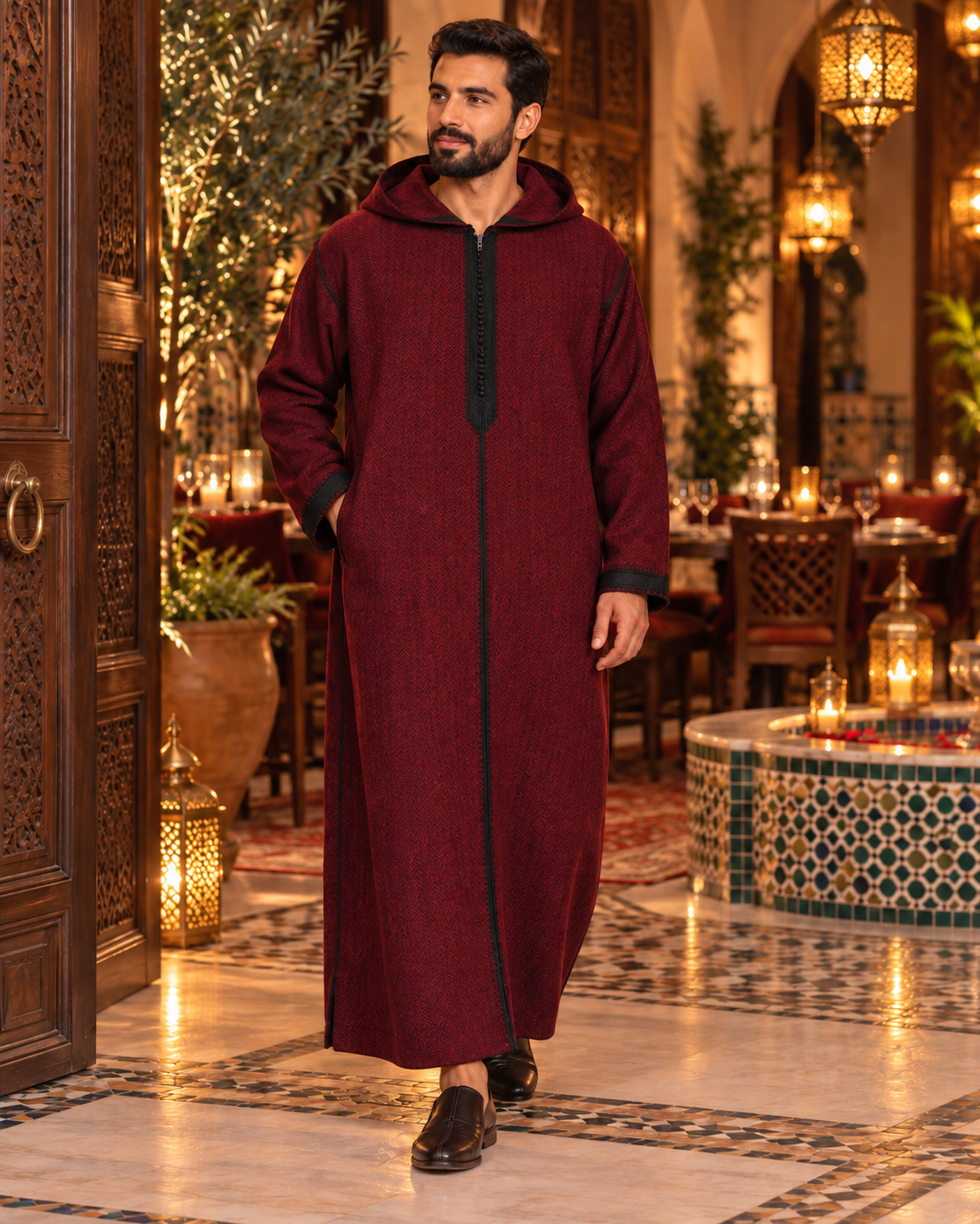 Winter Jellaba - Burgundy - Lifestyle